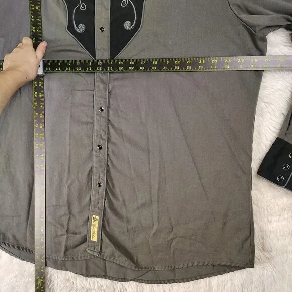 Larry Mahan Cowboy Collection 2XL Western Shirt Embroidered Floral Black Snaps - Picture 5 of 7